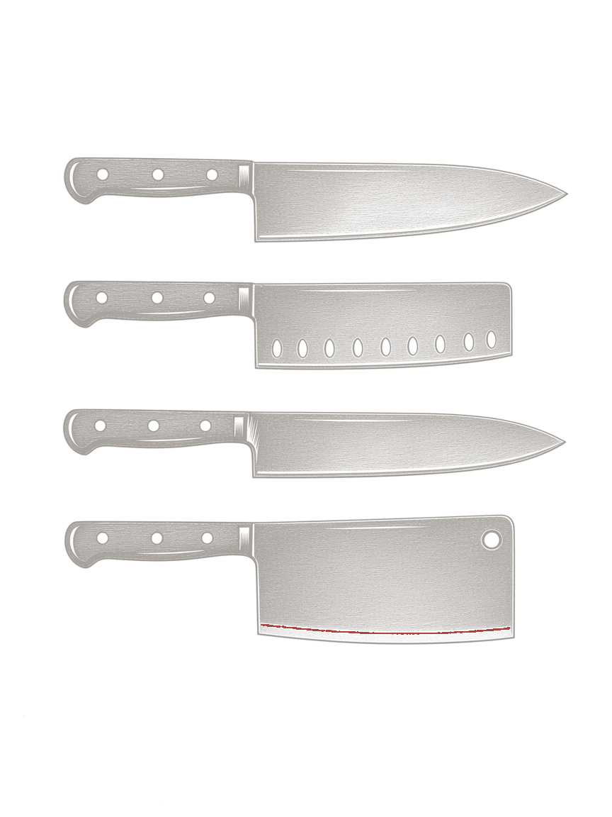 A stack of kitchen knives